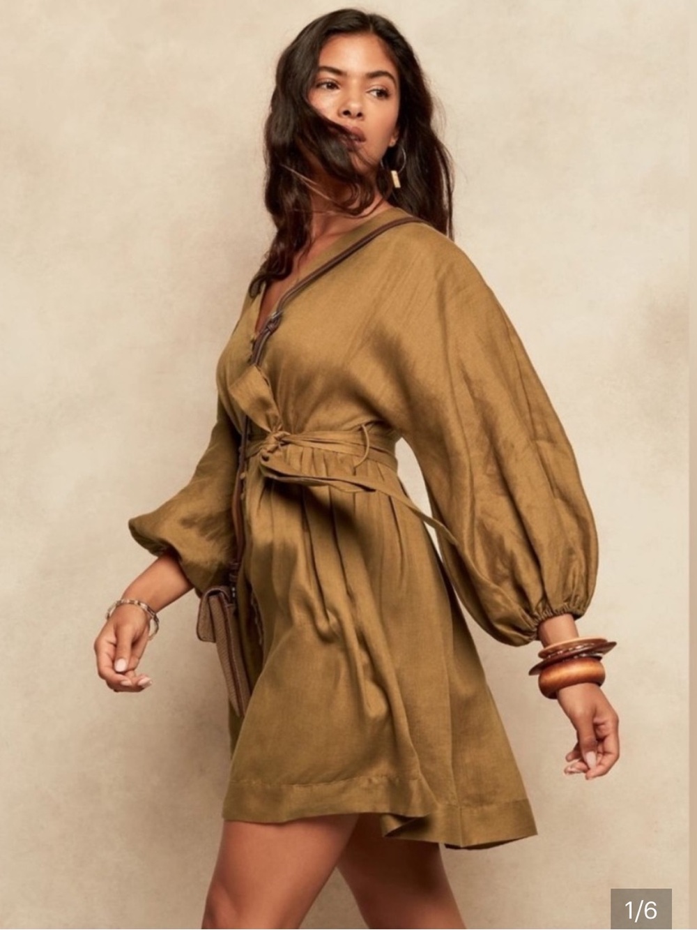 NEW Banana Republic 100% Linen Balloon Sleeve Mini Dress